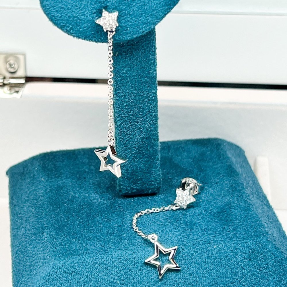 Star Dangle Earrings in Sterling Silver Dangle Earrings Dainty Drop Earrings - Picture 7 of 7